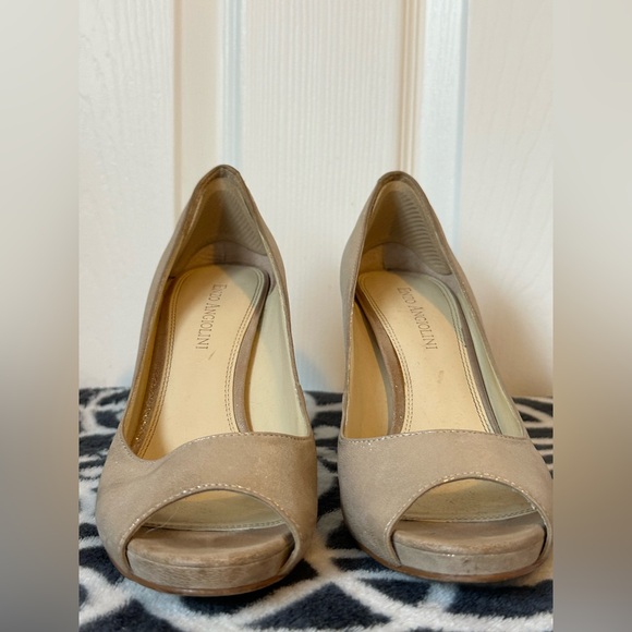 Enzo Angiolini Champagne Gold Peep Toe Heels Women’s Size 7M Designer Formal - Picture 2 of 13